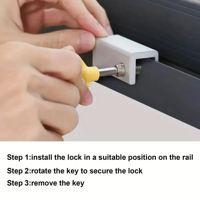 2pcs Patio Sliding Door Lock Aluminium Alloy Buckle Anti-Theft Access Restriction Limiting Device