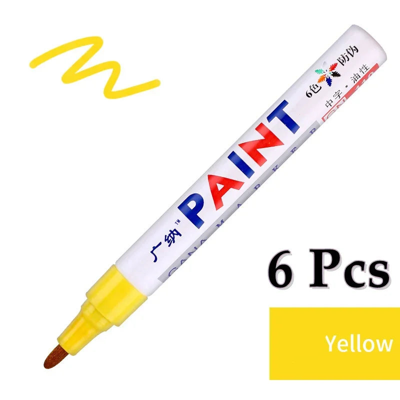 6 Pcs Colorful Permanent Paint Marker Waterproof White Markers tire tread rubber fabric Paint metal 12 Colors Paint Marker Pens