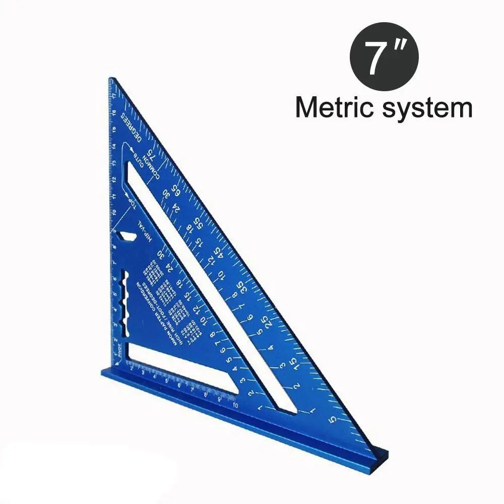 New 7Inch Triangle Ruler Measurement Tool Aluminium Alloy Carpenter Tools Inch Metric Angle Ruler Speed Square Woodworking Tools