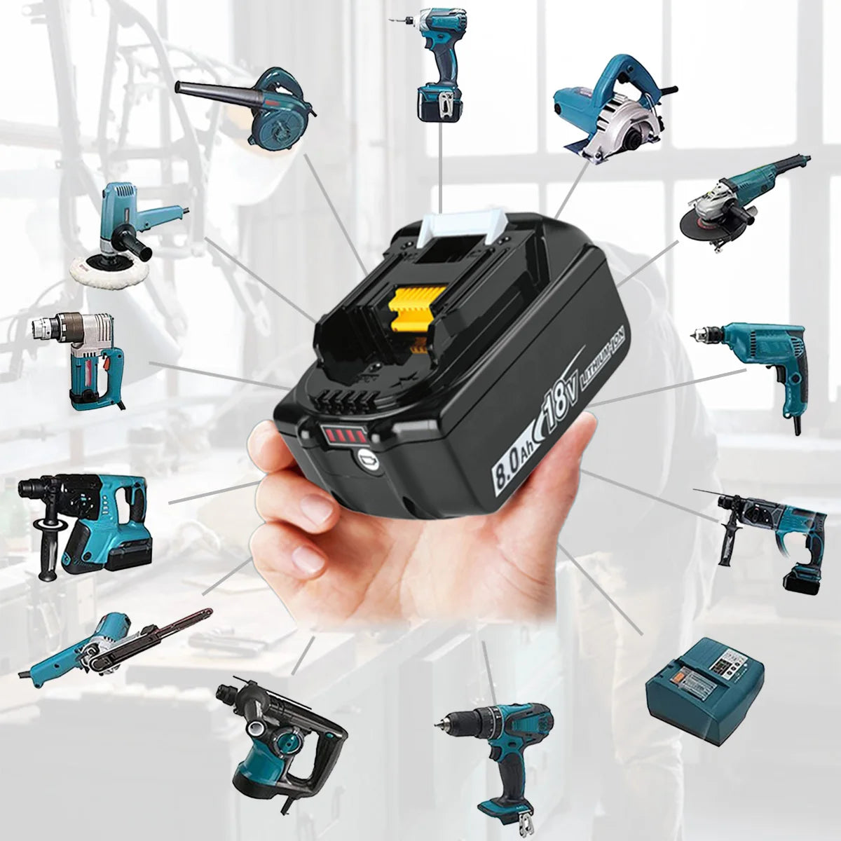 2x 18V 8Ah For Makita LXT Lithium-ion Battery and DC18RC Charger BL1830 BL1815 BL1850 Compatible with Makita 18v Battery