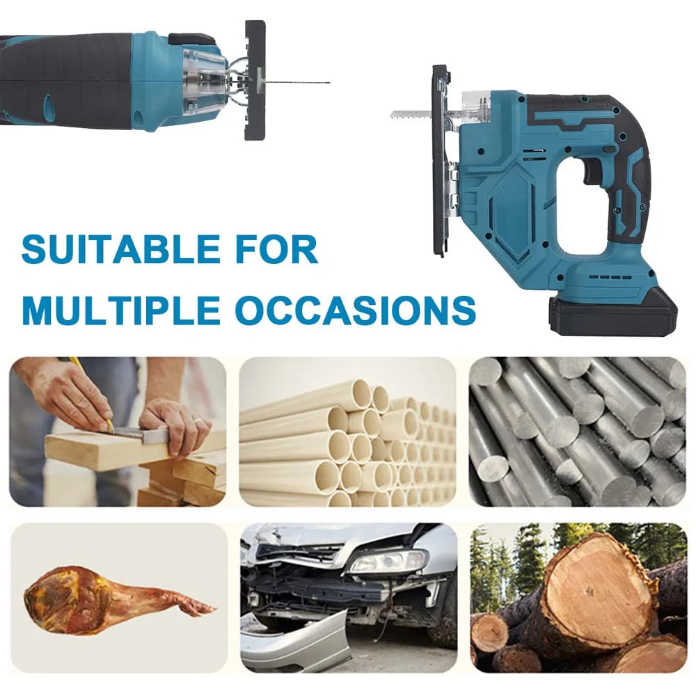 Cordless Jigsaw Portable Multi-Function Woodworking Power Tool Adjustable with 2 Battery Charger 21V Lithium XP Tool