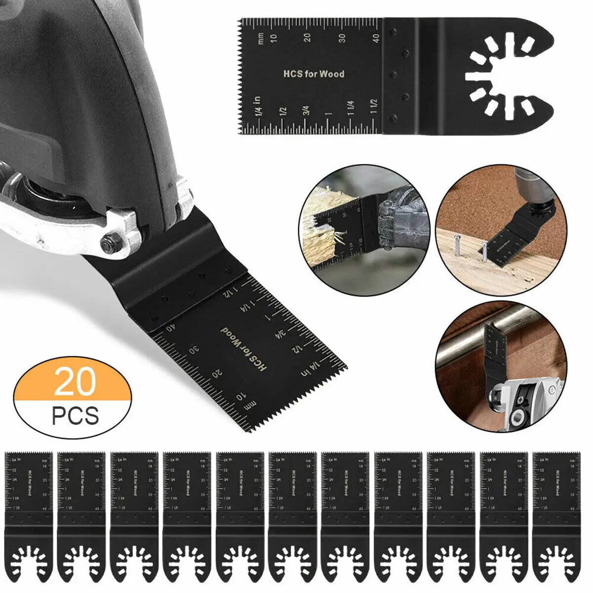 20 Piece Multi-Purpose Renovator Saw Blade Set Power Tool Accessories General Purpose Cutting Blades Oscillating Saw Blades