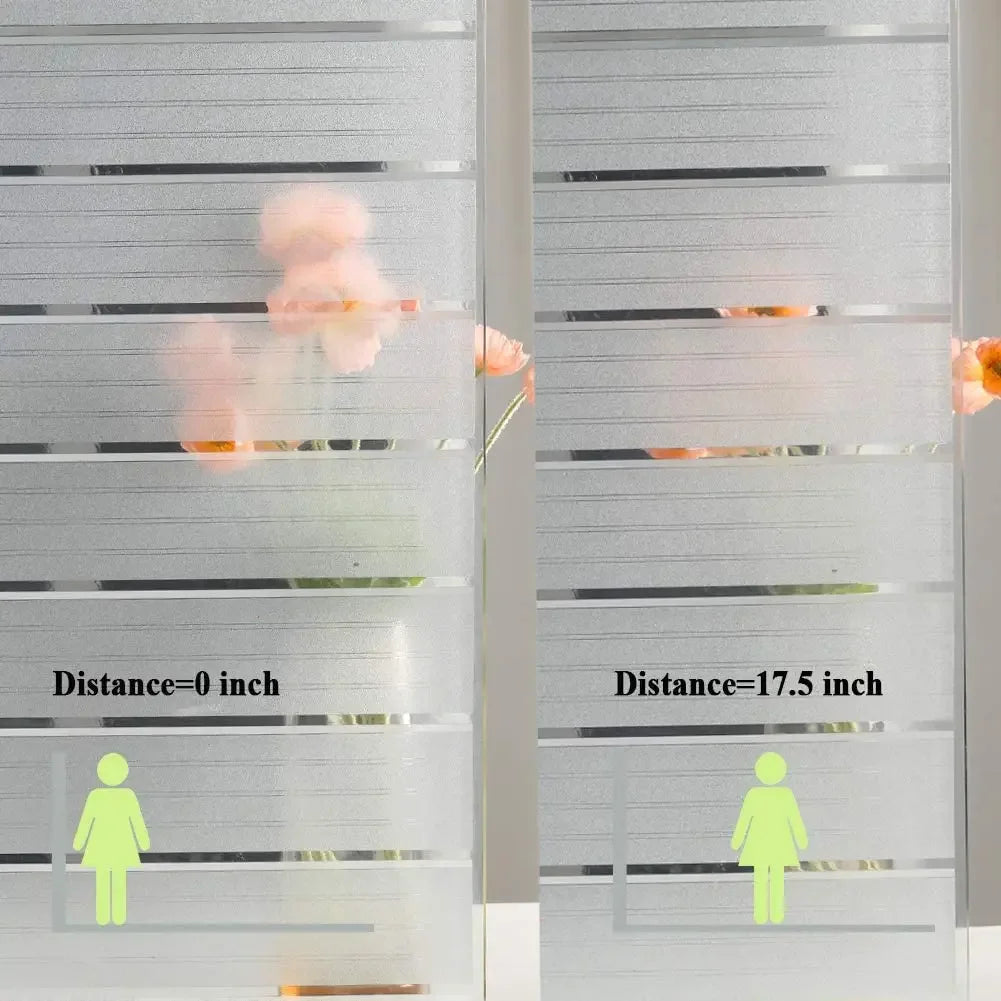 Privacy Window Film Frosted Window Cling Wide Strips Covering Non Adhesive Removable Window Sticker Glass Door Film UV Blocking