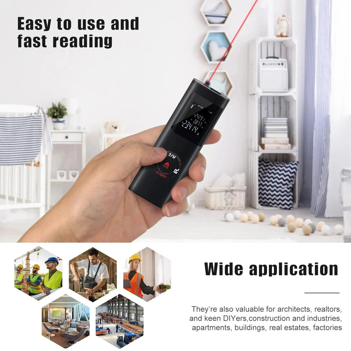 40M/60M Mini Smart Laser Distance Meter Measure Infrared Rangefinder USB Rechargeable Handheld Portable Laser Range Finder Tools