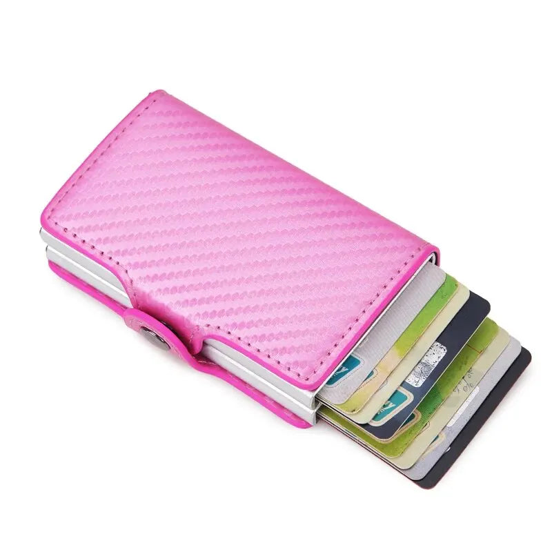 Antitheft Rfid Credit Card Holder Wallets Men Leather Aluminum Box Metal Male Purse Bag Small Cardholder Case Minimalist Wallet