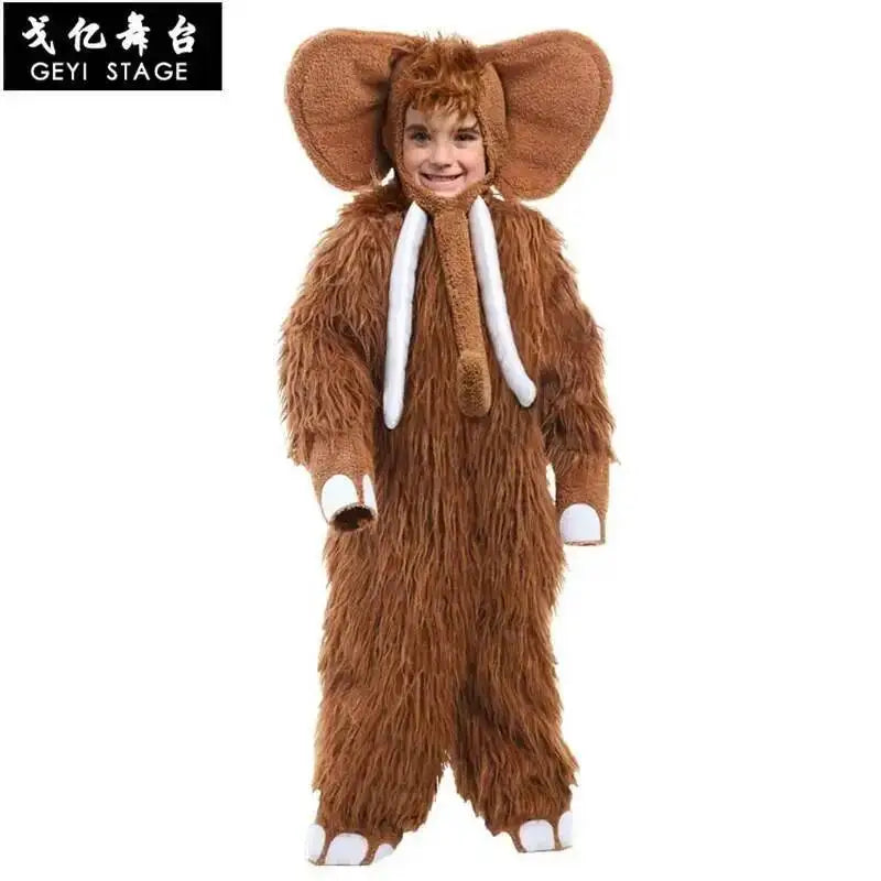 children big mammoth Baby Kids brown Animal Onesies new Costume ear nose Elephant Cosplay Costume Fancy Dress Jumpsuit with hat