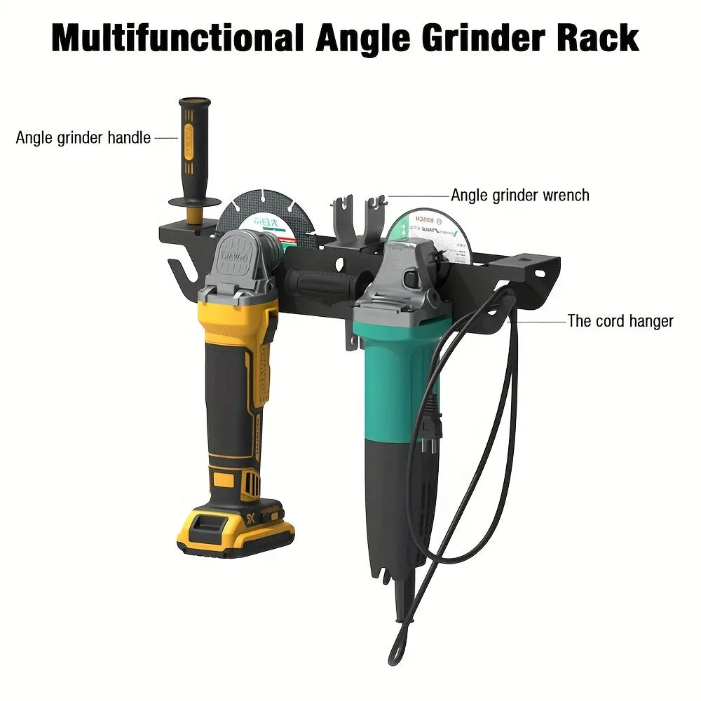 Angle Grinder Holder -2/3 Bay with Cord Hanger, Wall mount Bracket for Cutters Polishers, Garage and Workspace