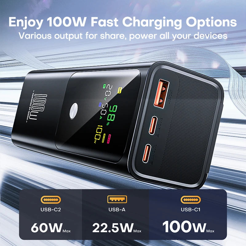 20000mAh portable power bank 100W fast charging