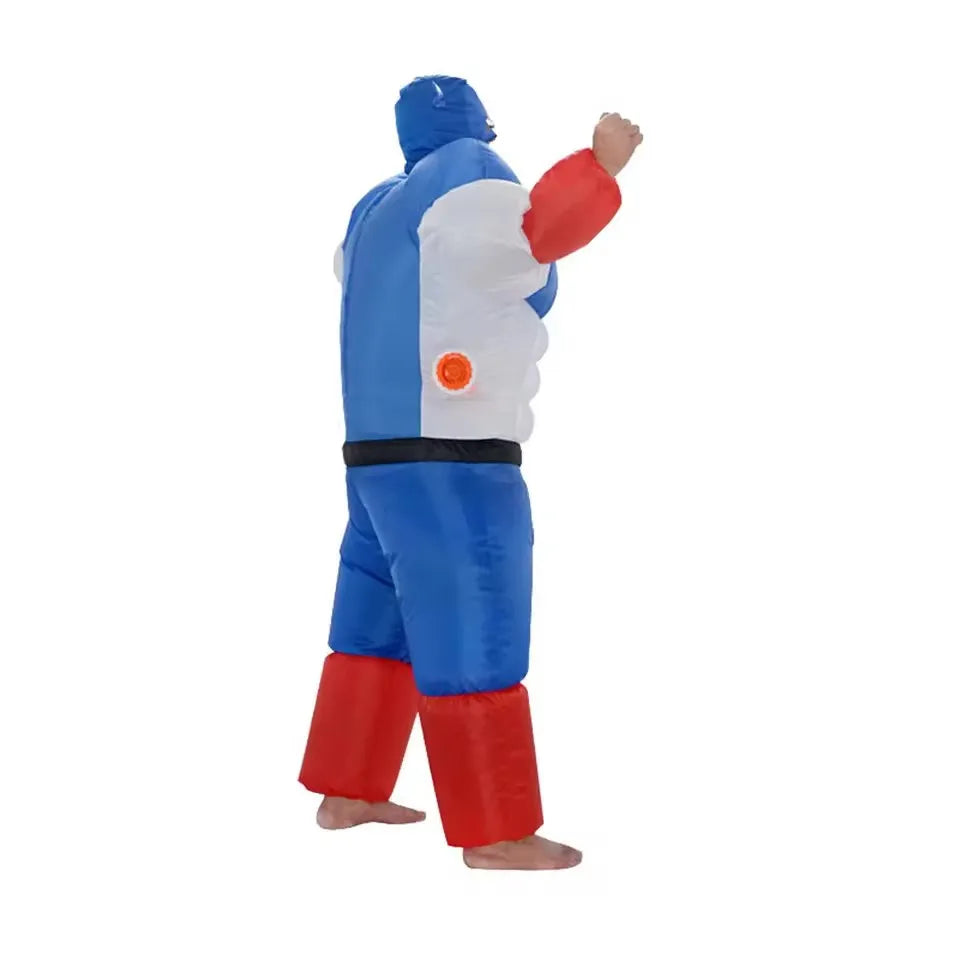 Superman Inflatable Captain Super Hero Cosplay Blue Muscle Hulk Batman Jumpsuit Costume Halloween For Adult Inflate Costume Prop
