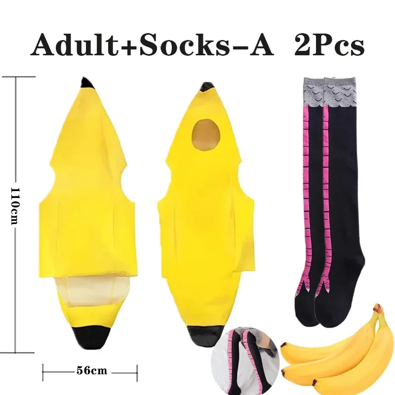 Child/Adult Banana Cosplay Halloween Christmas Costumes Performance Costume Fruit Banana Costume Performance Costume
