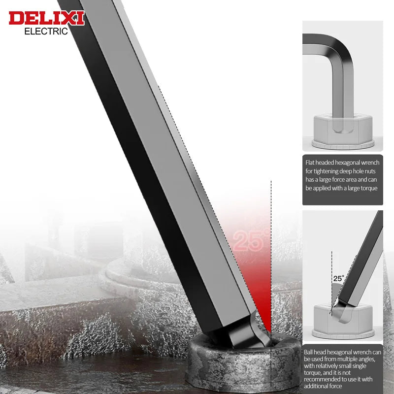 DELIXI ELECTRIC Allen Key Set,Allen Hex WrenchScrewdriverBox-packed Set,SleevUniversal Torque Long Metric,for VehicleMaintenance