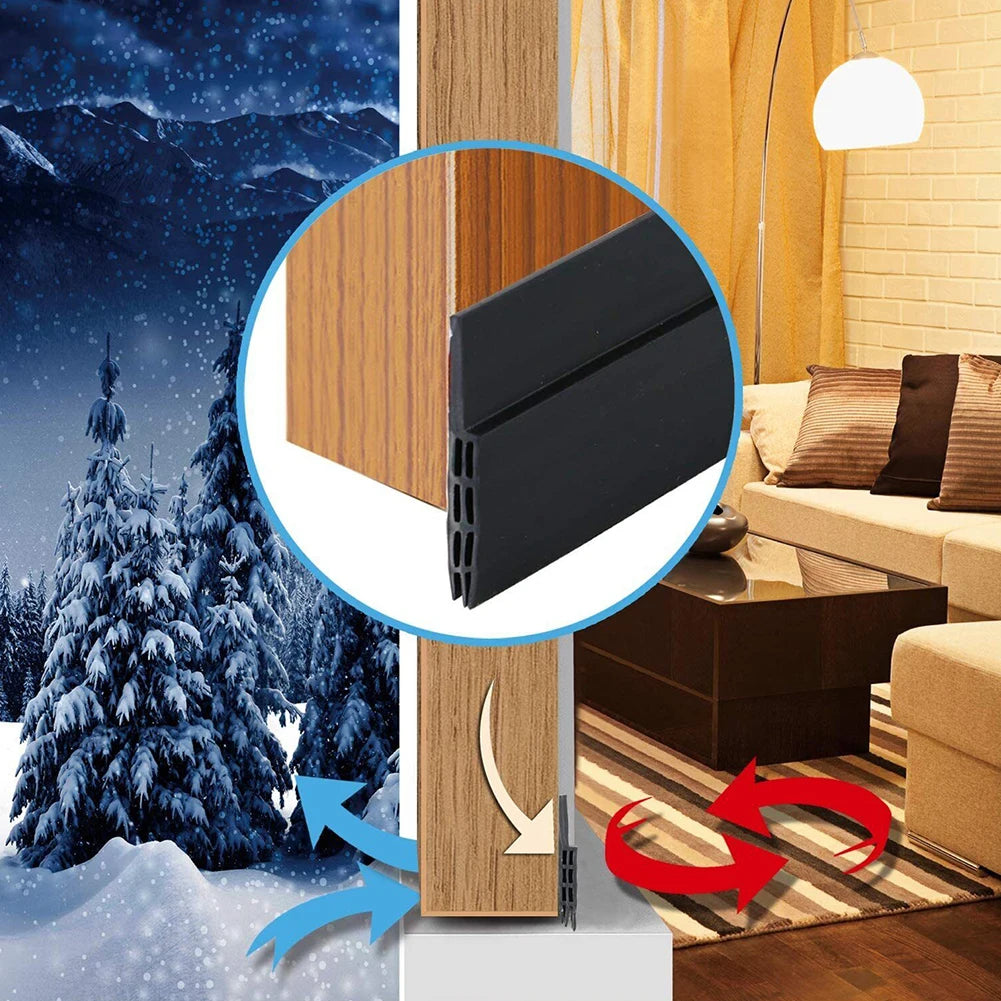 100cm Rubber Door Bottom Weatherstripping Triple Soundproof Design For Frameless Sliding Doors Cabinets Closets Shower Rooms