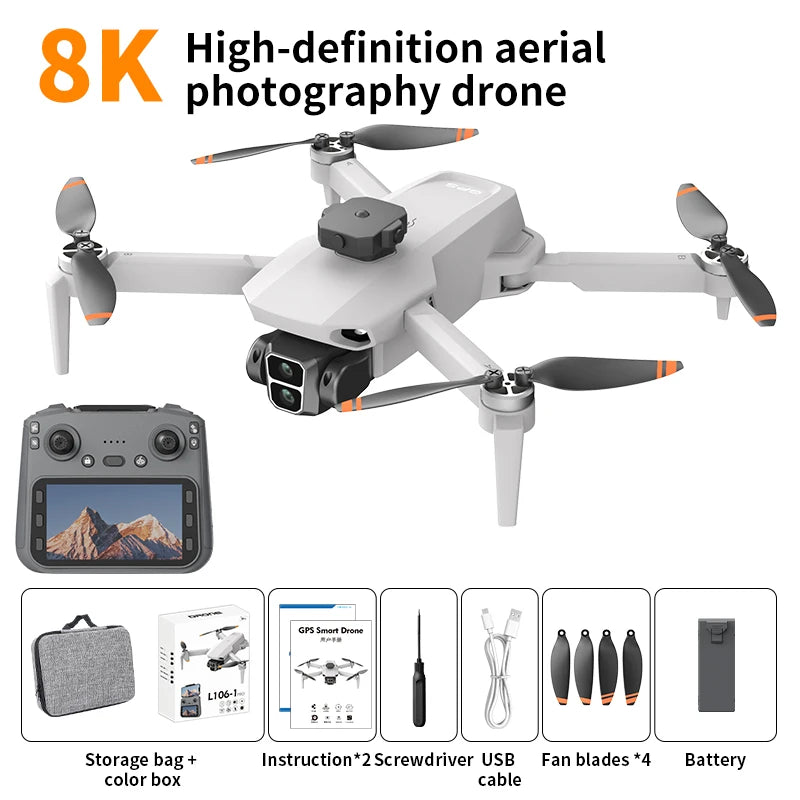 L106 PRO GPS Drone 6K Camera Brushless Motor 4-Way Obstacle Avoidance WiFi FPV Foldable RC Quadcopter