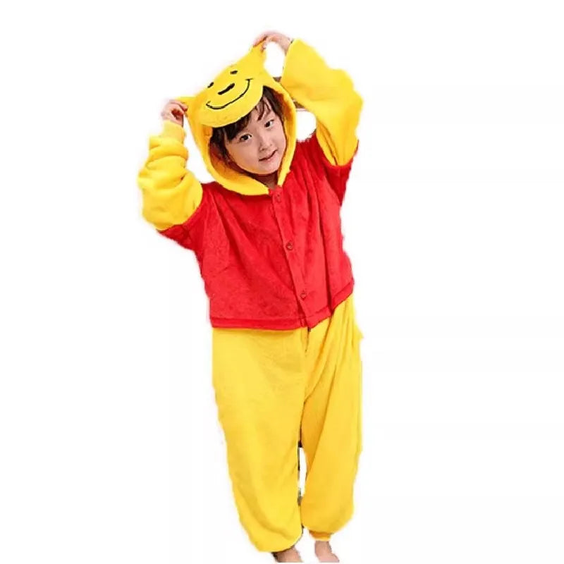 MINISO Winnie Bear Cosplay Costume Pooh Jumpsuit Disney Cartoon Character Role-play Family Look Pajamas for Children's Day Gifts