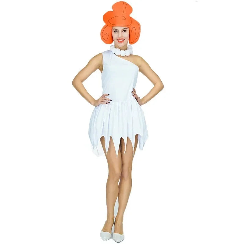 Womens Wilma Flintstone Adult Costume Men's The Flintstone's Barney Rubble Costume Party Supplie Caveman Costume