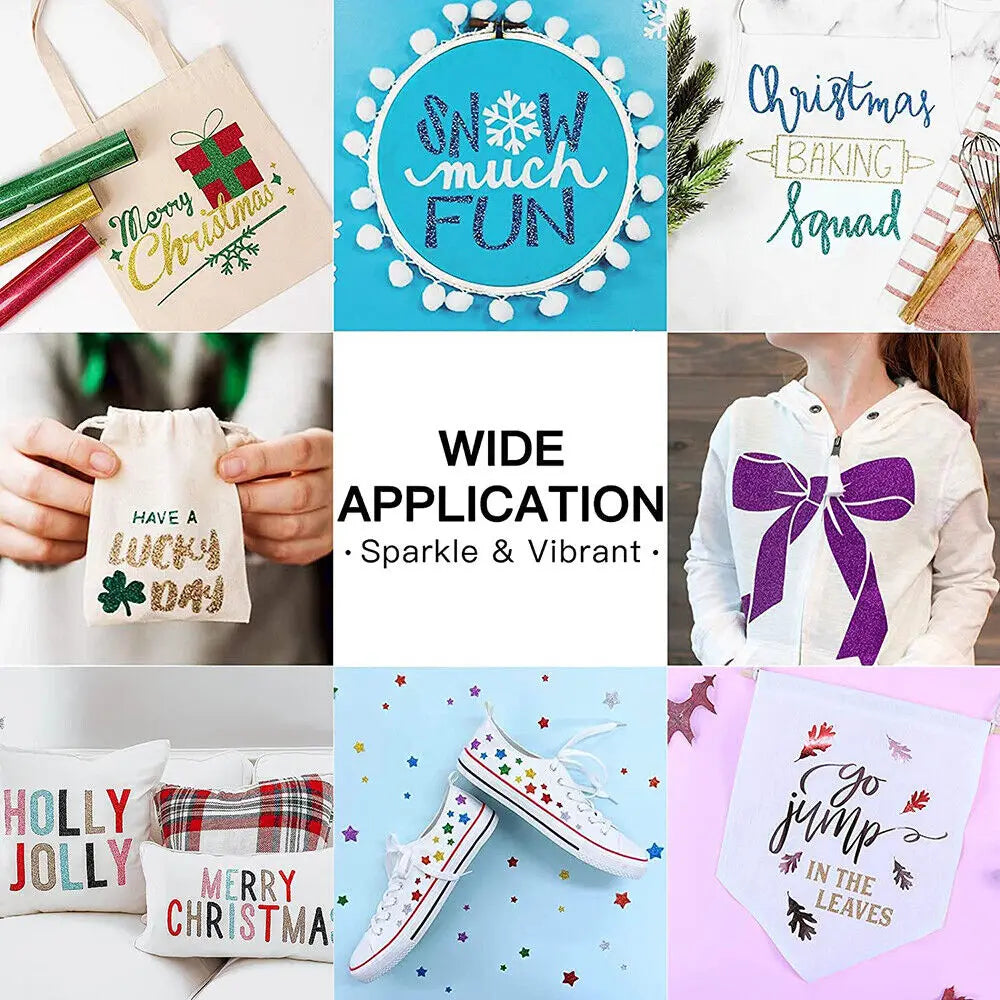 20x50cm Glitter/Rainbow Metallic/Holographic Rainbow/Sequins/Stripe Heat Transfer Vinyl Film Iron on T-shirts Hat Decor For cut