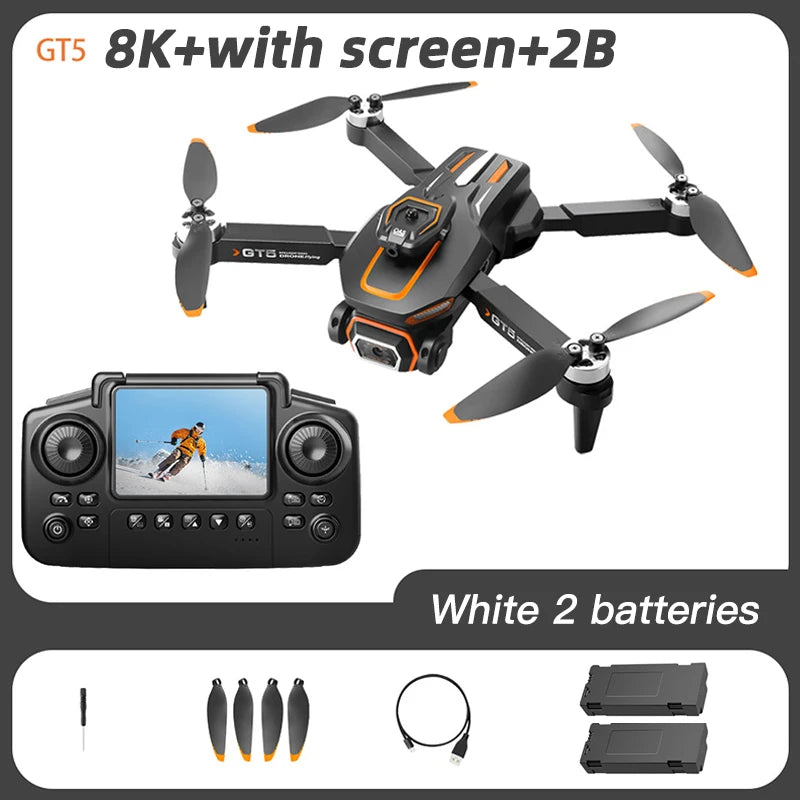 Lenovo GT5 Mini Drone 4K Professional 8K HD Camera RC with screen Brushless Optical flow Quadcopter Obstacle Avoidance toy