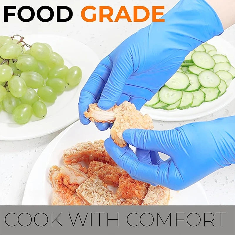 10-100PCS Blue Nitrile Gloves Disposable Cleaning Gloves for Kitchen Dishwashing Waterproof Latex Free Powder Free Work Glove