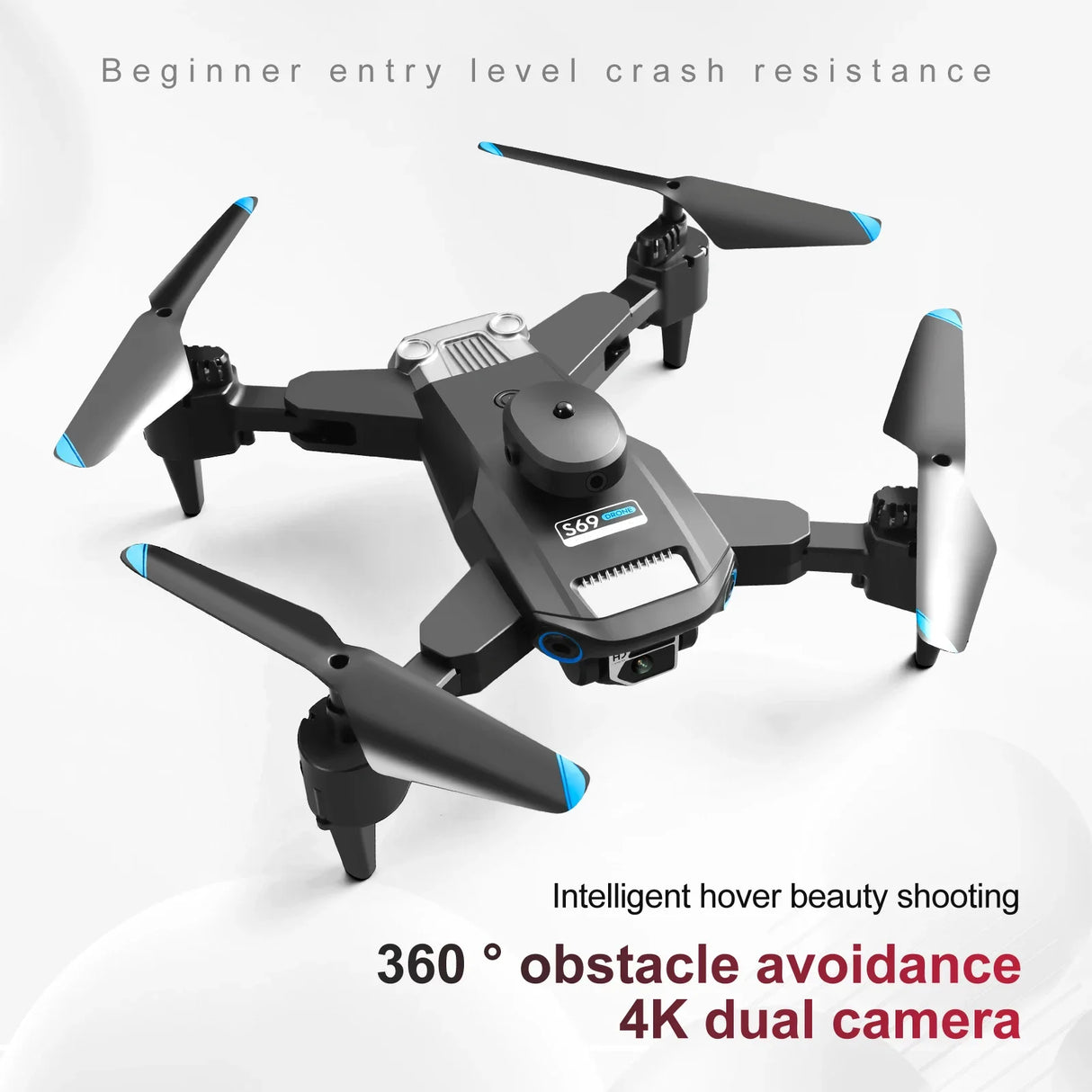 S69 Foldable Drone with 4K Dual HD Camera, Wide Angle, WiFi FPV, Altitude Hold, Professional RC Quadcopter, Gift for Kids Adults