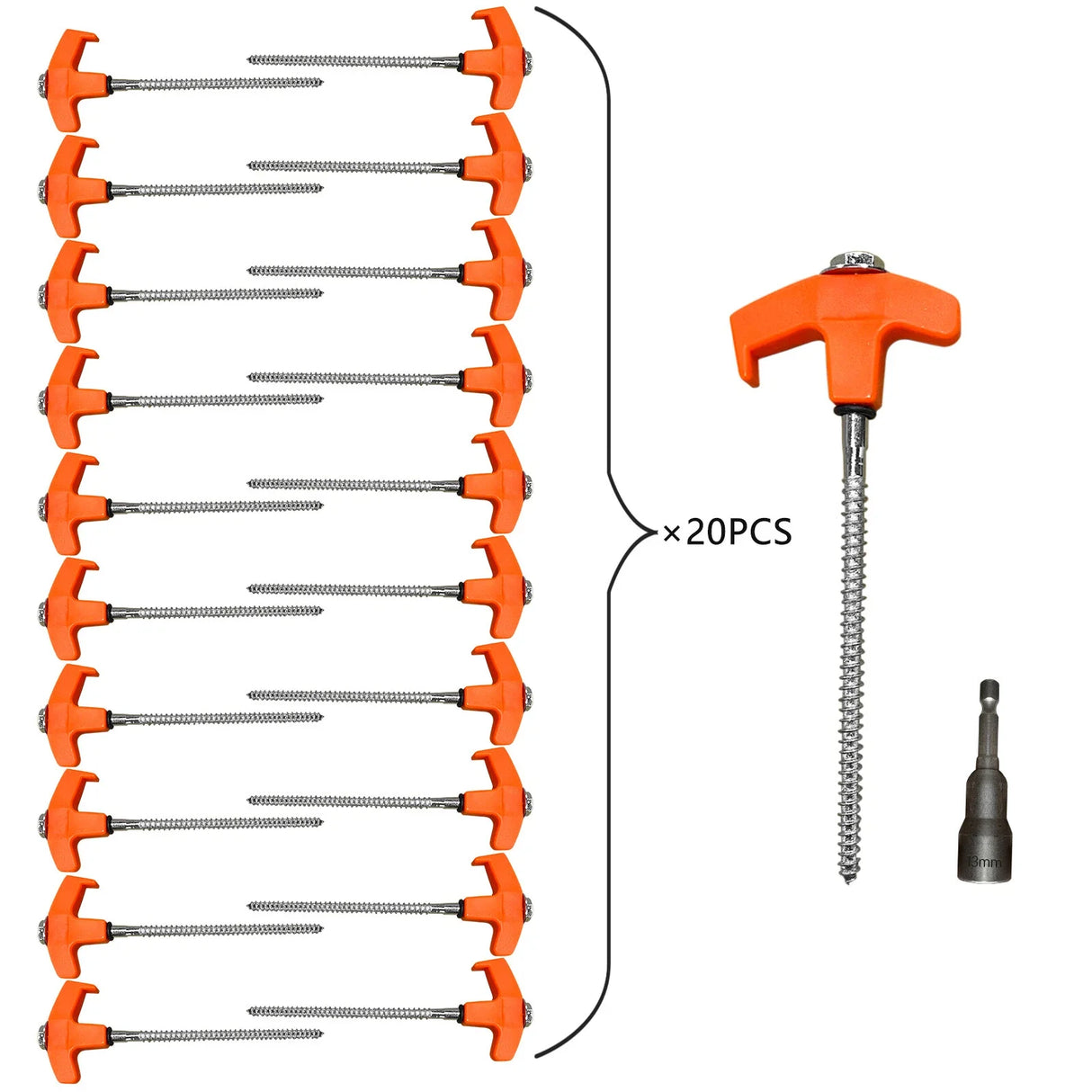 6/12/20/40Pcs Outdoor Camping Screw Pegs Tent Drill In Drill Top with Hex Socket Heavy Duty Ground Pegs Awning Pegs Tent Pegs
