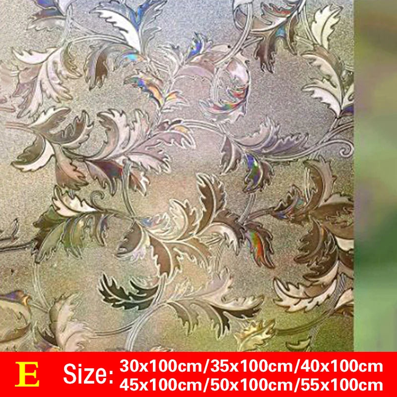 30-55*100cm PVC Self-adhesive No Glue Static Stick 3D Adsorption Window Film Anti-uv Stickers Privacy Blocking Waterproof