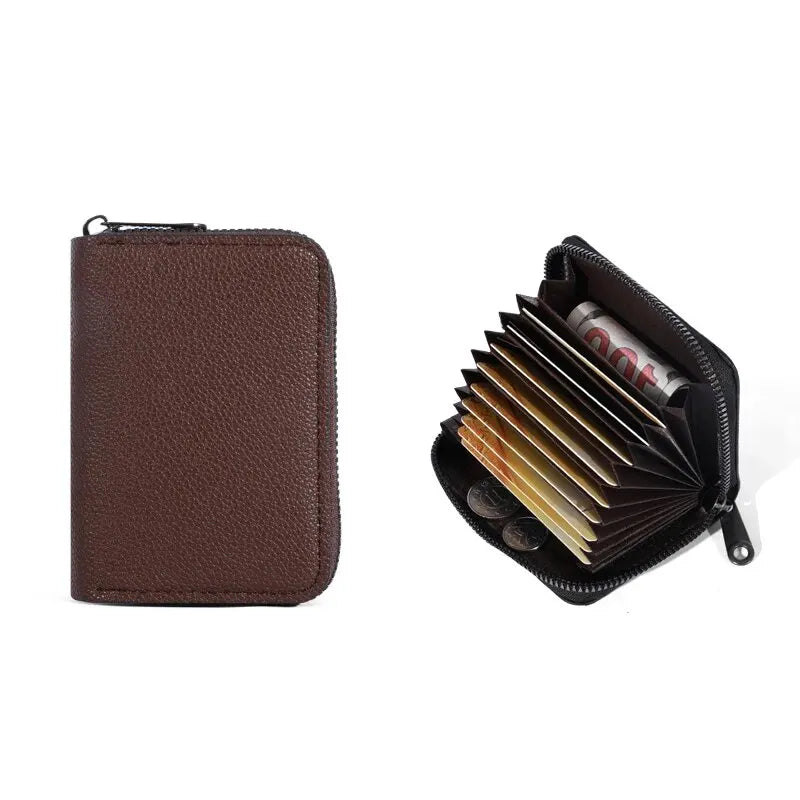 20 Detents Cards Holders PU Business Bank Credit Bus ID Card Holder Cover Coin Pouch Anti Demagnetization Wallets Bag Organizer