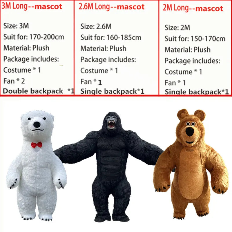 Giant Panda Inflatable Costume Street Funny Polar Bear Mascot Costume Party Role Playing Plush Inflatable Mascot Costume