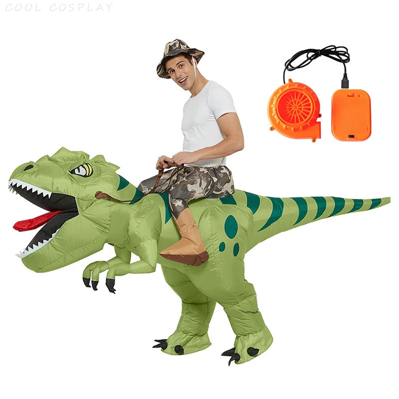 Animal Cartoon Riding T-Rex Inflatable Costume Adult Kids Chasing Game Nursery Kids Dinosaur Role Playing Game Birthday Gift