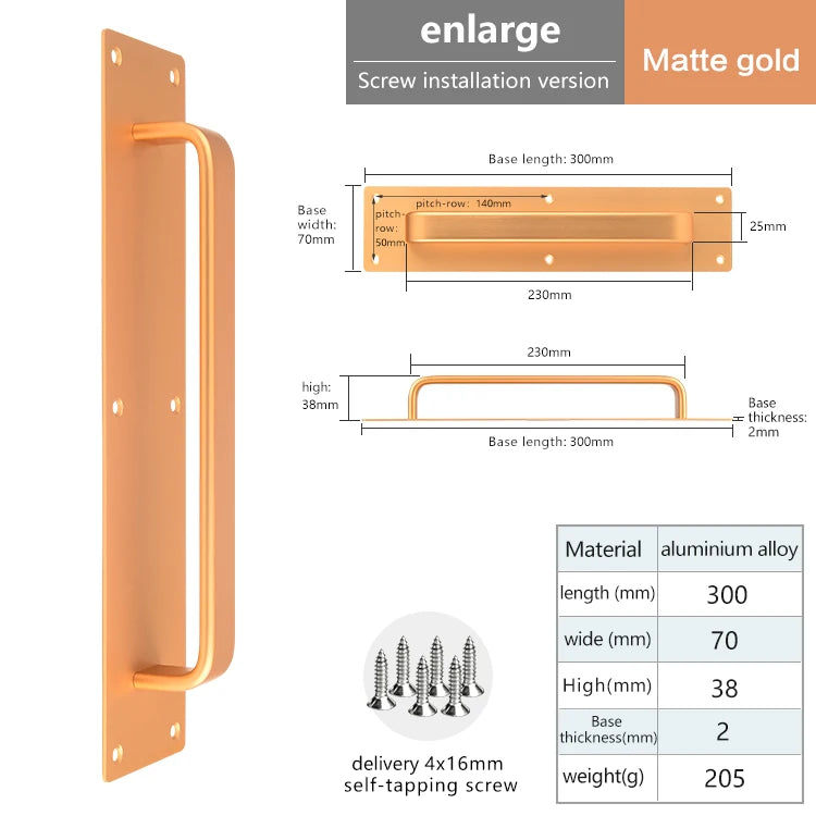 Self-adhesive Aluminum Alloy Door Handle Toilet Door Window Cabinet Sliding Door Barn Door Punch-free Pulls