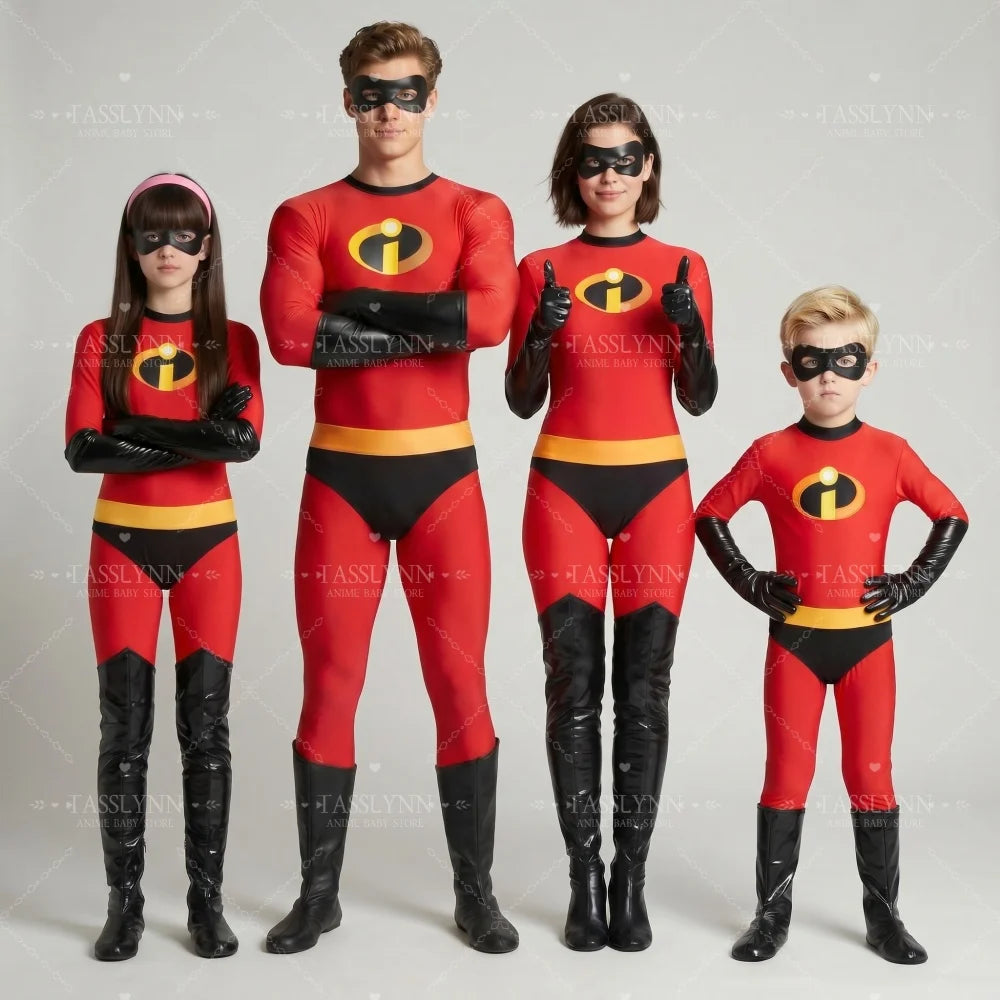 Mr Mrs Incredible Cosplay Elasti Girl Family Matching Outfit Adult Zentai Bodysuit Halloween Costumes Family Cosplay Costumes