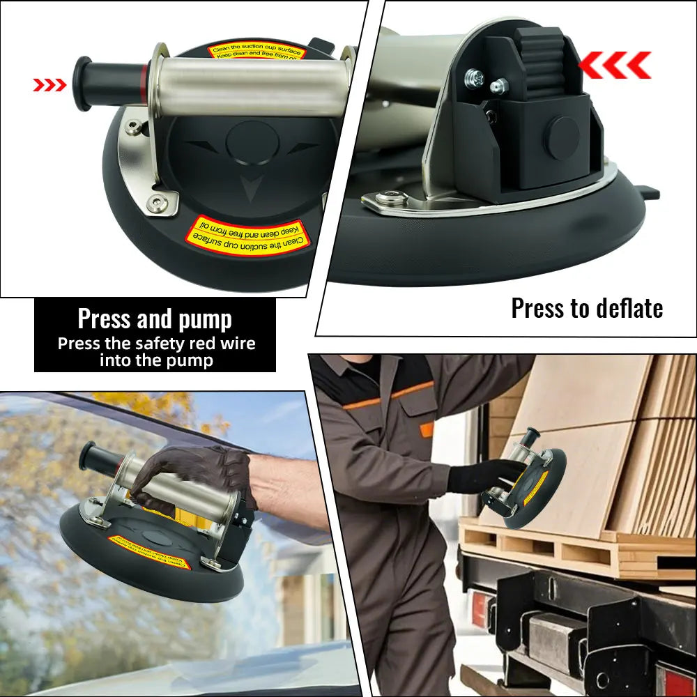 New 250KG vacuum suction cup stainless steel metal handle strong hand pump suction cup lifting magnet handling tool