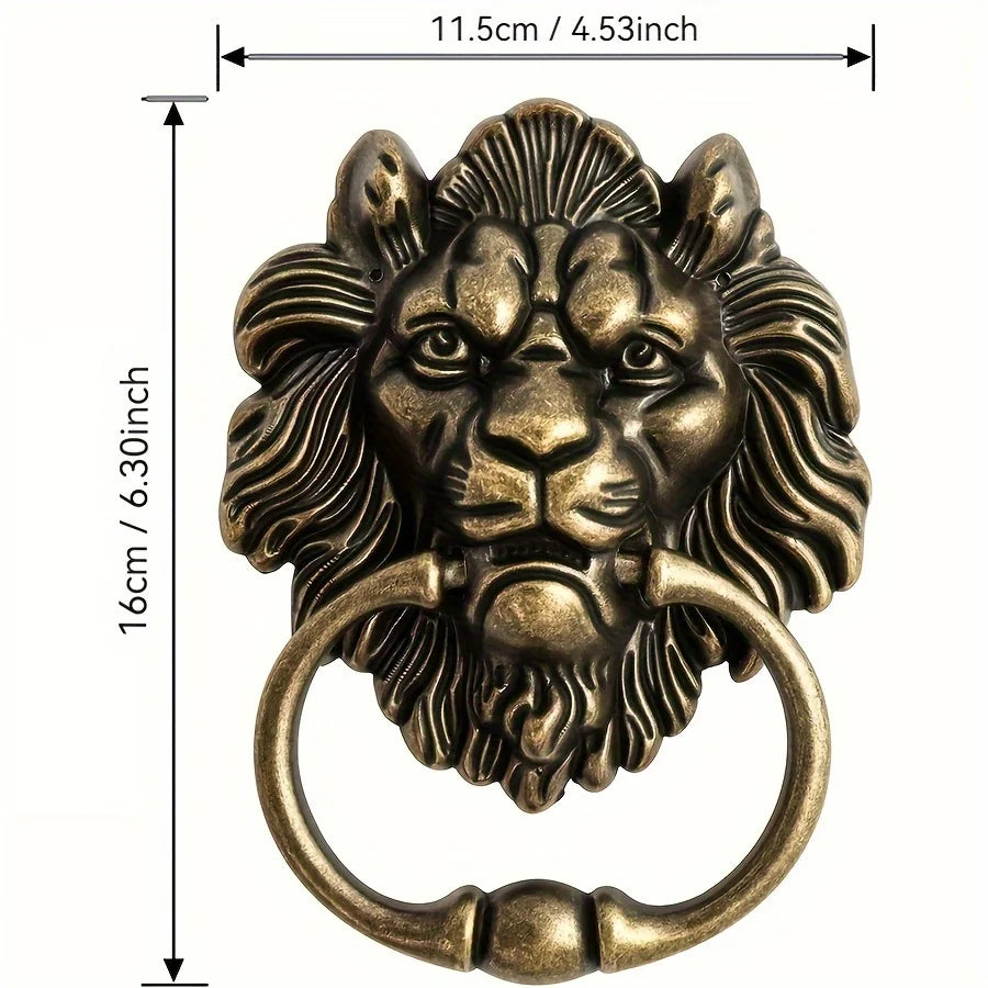 1 PCS 6.3 Inches Lion Head Door Knocker, Antique Bronze Lion Door Handle, Classical Lion Head Knocker Decorative Front Door Knoc