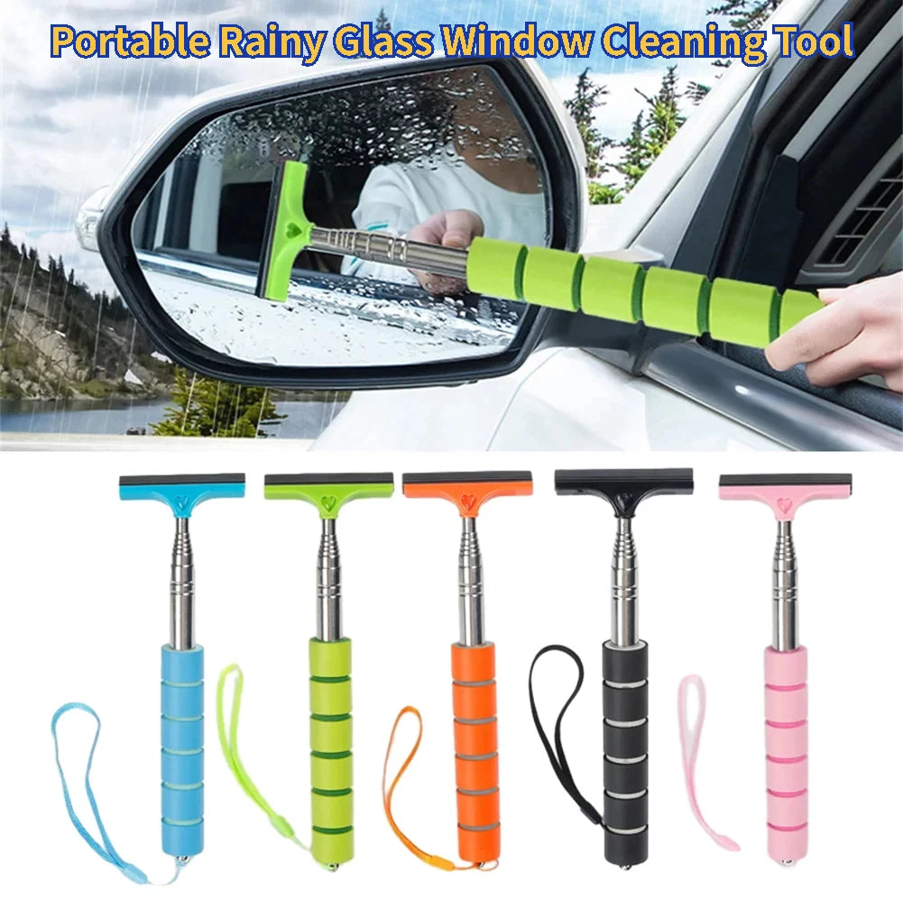 Portable Rainy Glass Window Cleaning Tool Wiper Telescopic Handle Car Side Mirror Squeegee Telescopic Rearview Mirror Squeegee
