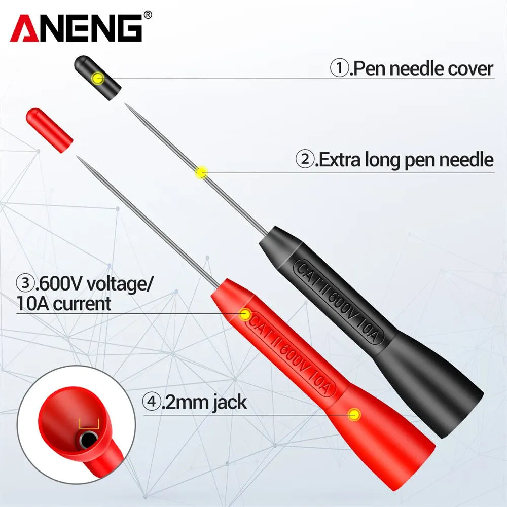 ANENG PT2002 1mm Pin Non Destructive Multimeter Test Probe Insulation Piercing Needle 10A 600V For 2mm Test Lead