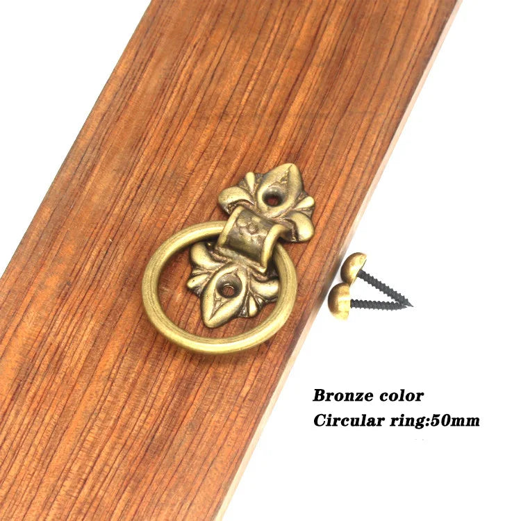 Old Ring Door Knocker Brass Bronze Knob for Cabinet Classics Gate Round Ring Handle Retro Entrence Door Knock Home Hardware