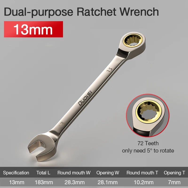 1Pc Key Wrench Flexible Golden Ratchet Wrenches Torque Universal Spanners for Car Repair Tools Metric Hand Tool