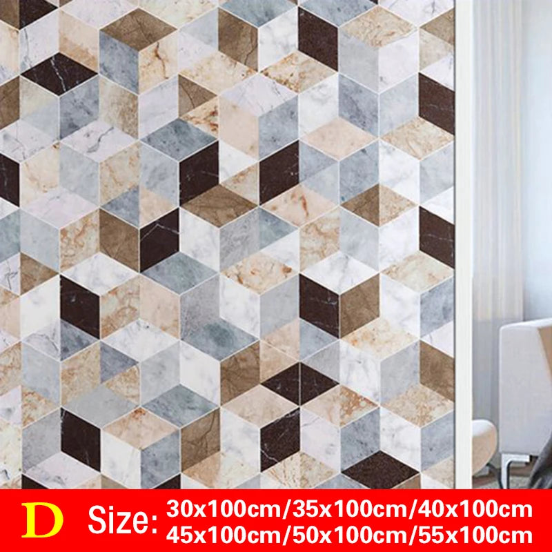 30-55*100cm PVC Self-adhesive No Glue Static Stick 3D Adsorption Window Film Anti-uv Stickers Privacy Blocking Waterproof