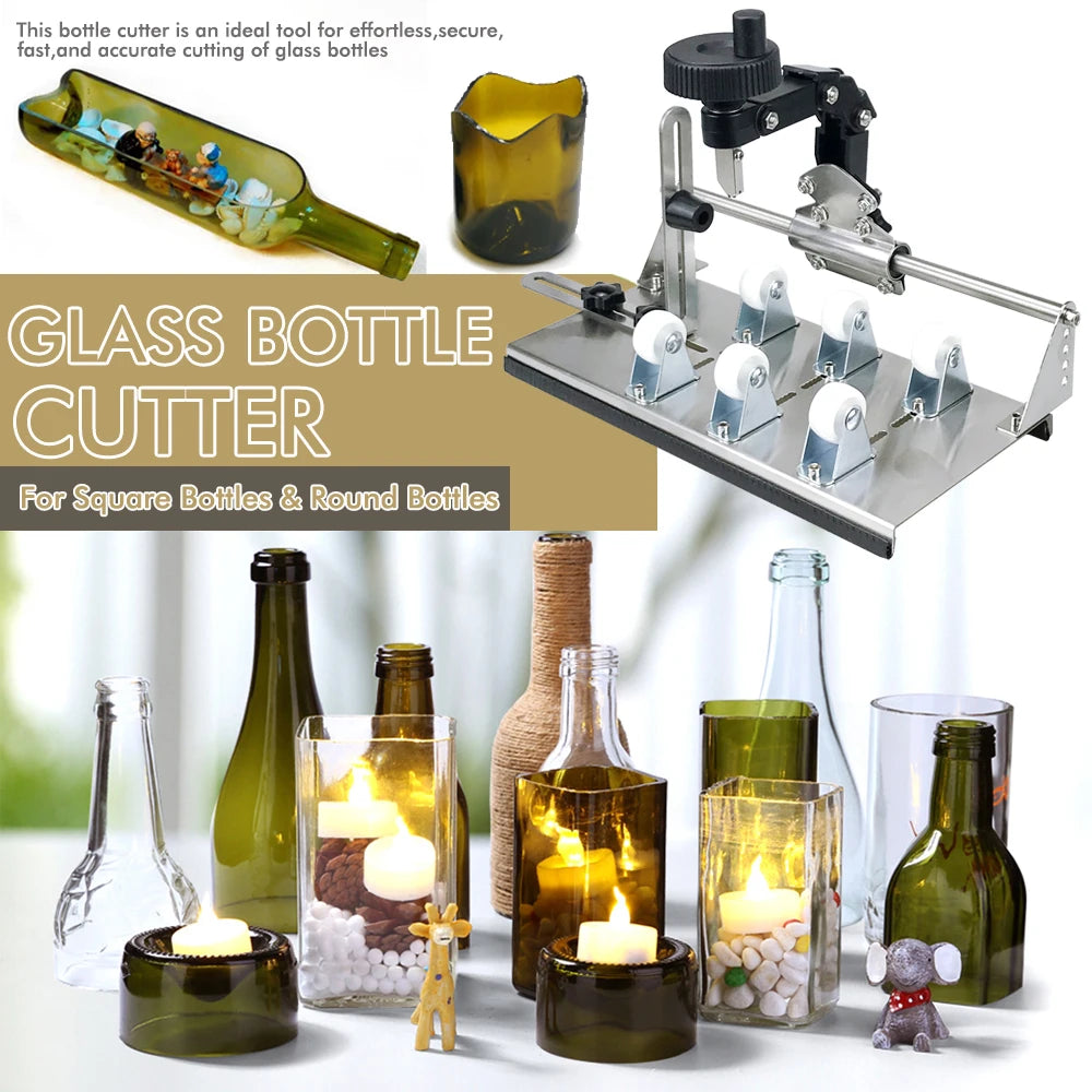 Glass Bottle Cutter - Professional DIY Glass Cutting Tool for Square, Round Bottles and Bottlenecks with Accessories