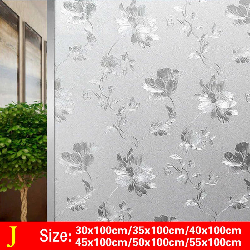 30-55*100cm PVC Self-adhesive No Glue Static Stick 3D Adsorption Window Film Anti-uv Stickers Privacy Blocking Waterproof