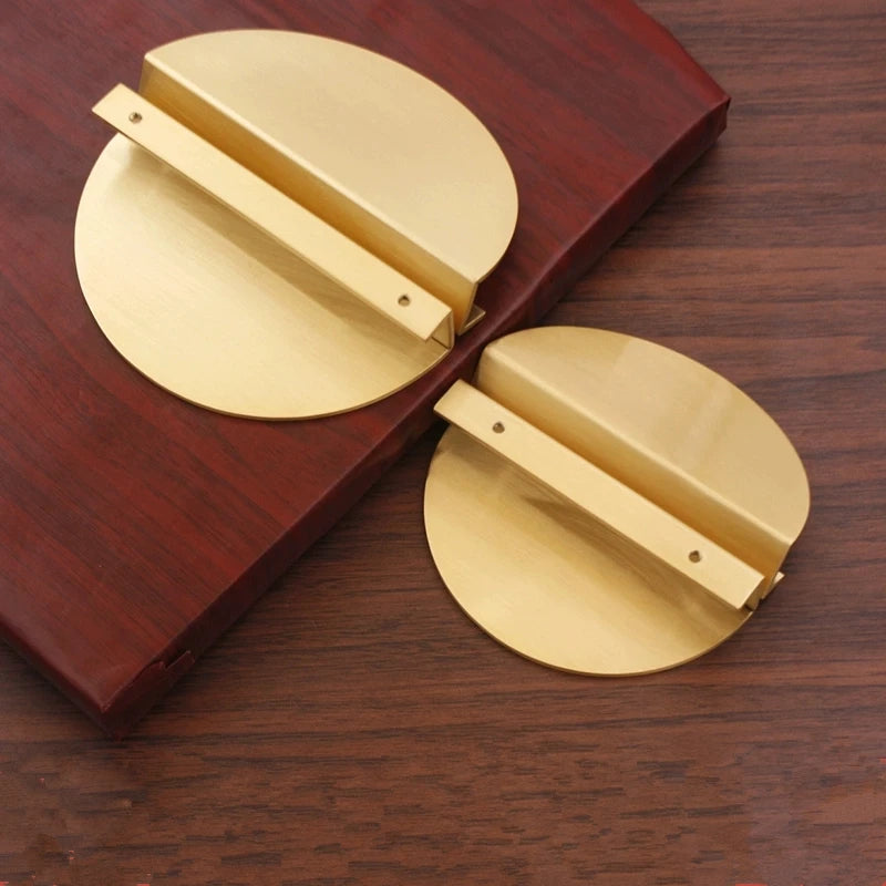 2pcs/Set H65 Round Semicircle Solid Brass Cabinet Knobs Handles Drawer Furnitures Cupboard Wardrobe Knobs Book Cabinet Door Pull