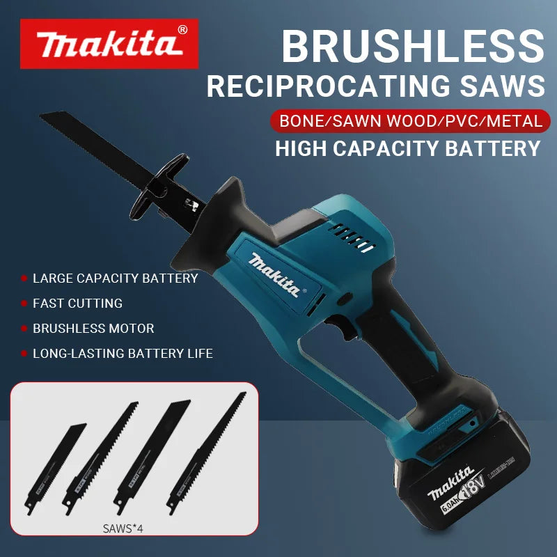 Makita DJR189 18V Cordless Electric Reciprocating Saw Brushless Rechargeable Wood Metal Cutting Saw Portable Saw Power Tool