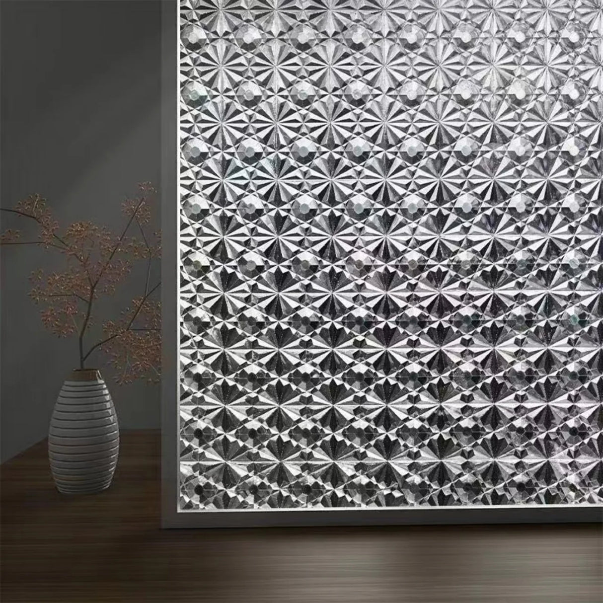 3D Diamond Glass Sticker Opaque Bathroom Window Anti-Peeping Glass Film Privacy Waterproof Electrostatic Adsorption Glass Window Sticker