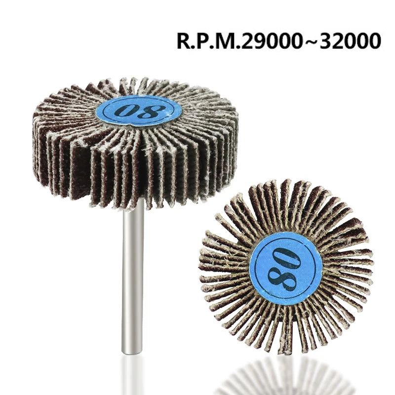 5/10pcs Louver 80 Grit Grinding Sanding Sandpaper Flap Wheel Discs 3.0mm Shank Shutter Polishing Wheel For Dremel Rotary Tools
