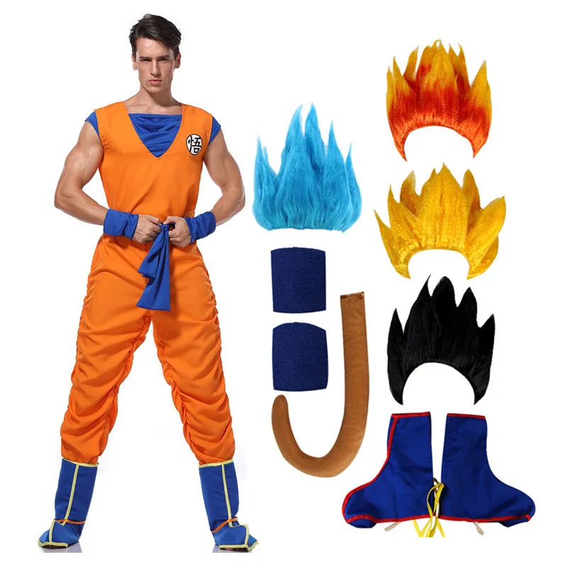 Halloween Cosplay Costume Super Saiyan Cosplay Cosplay Adult Men Anime Jumpsuits Halloween Carnival Costumes