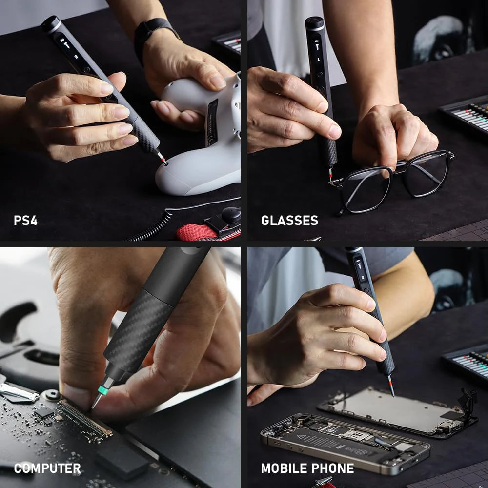 71 in 1 Precision Electric Screwdriver Set Cordless with 48 Magnetic Bits Phillips LED5Torque 0.52N Tweezers PC Phone Repair Kit