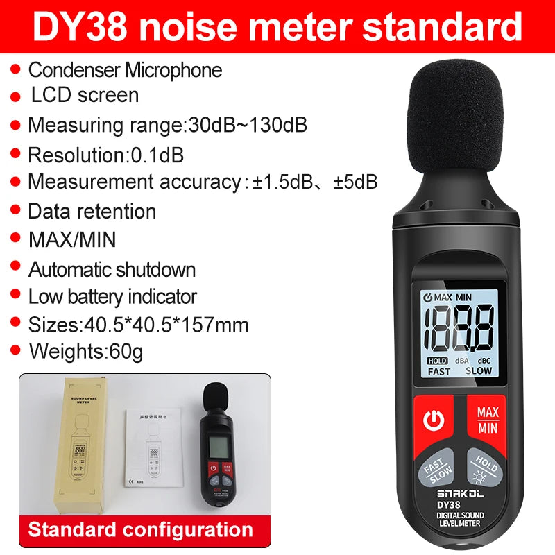 Digital Sound Level Meter Audio Level Meter Sonometro Sound Meter Decibelimetro 30-130dB Decibel Meter Portable Noise Meter