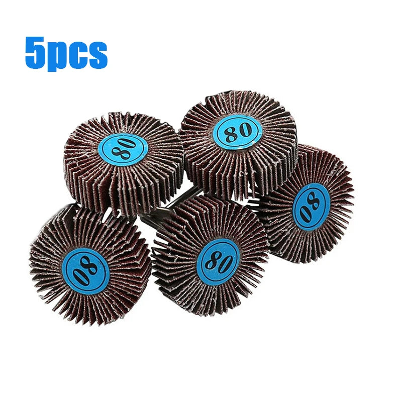 5/10pcs Louver 80 Grit Grinding Sanding Sandpaper Flap Wheel Discs 3.0mm Shank Shutter Polishing Wheel For Dremel Rotary Tools
