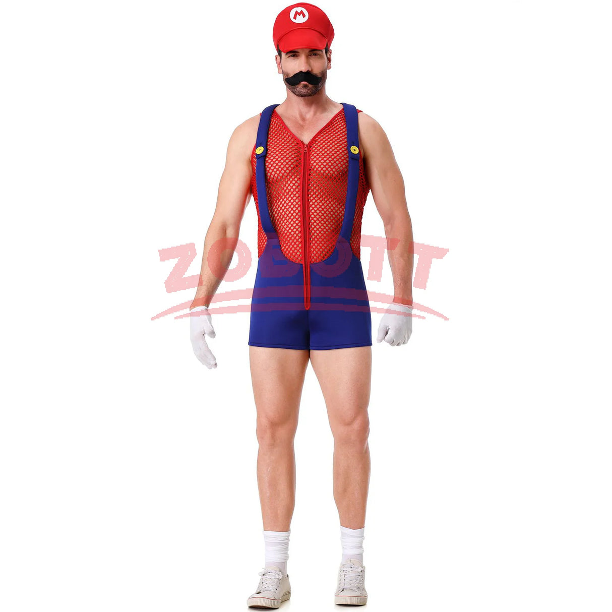 Anime Luigi Bros Cosplay Costume Red Blue Hollow Overalls Jumpsuits Costume Carnival Party Disguise Plumber Funny Onesie
