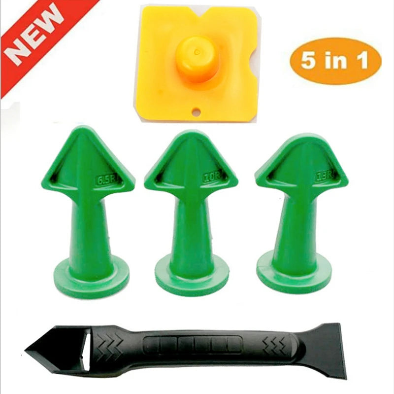 5pcs Caulking Nozzle Applicator Finishing Tool Spatula Plastic Glue Shovel Tile Brick Joints Floor Silicone Remover Grout Kit