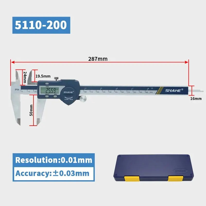 SHAHE Hardened Stainless Steel Digital Caliper Electronic Vernier Caliper Micrometer Measuring Tools